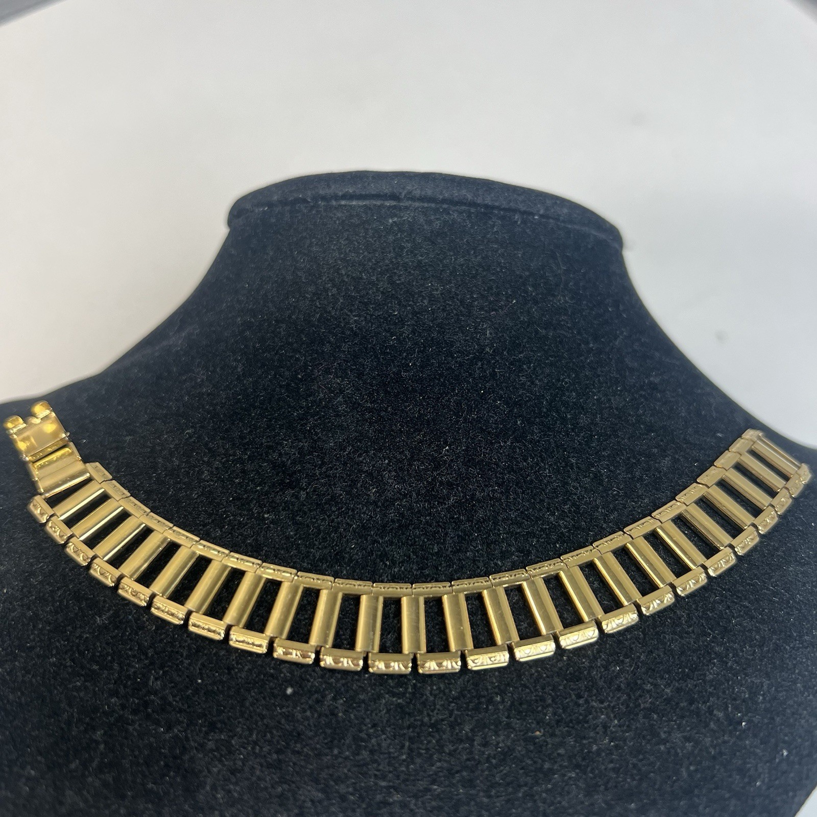 Vintage Gold Tone Bar Link Ladder Chain Bracelet