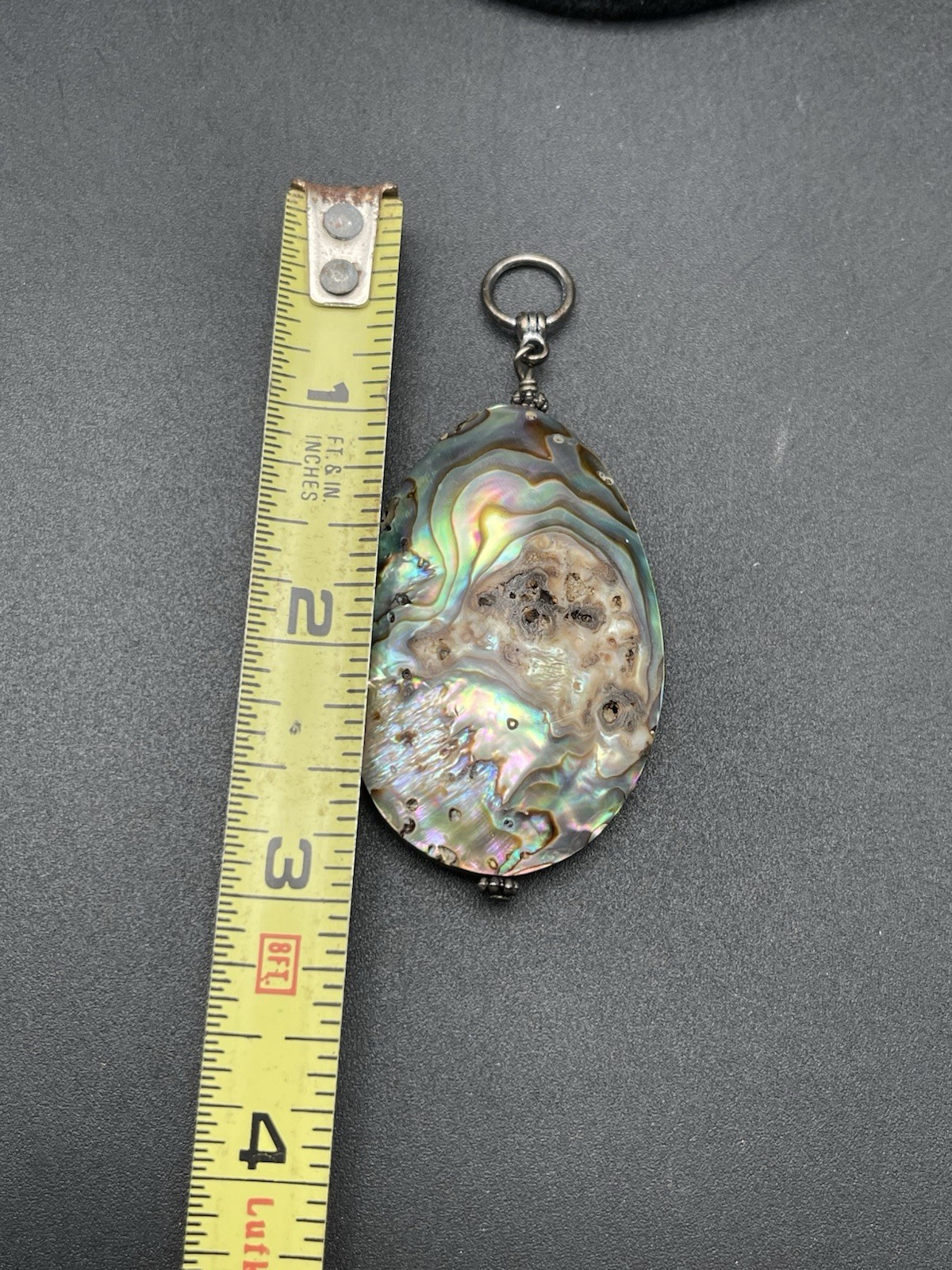 🔥 Vintage Teardrop Abalone Shell Pendant NOS Iridescent