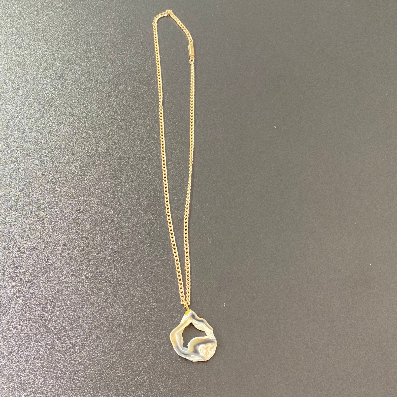 Vintage Women Necklace OS Gold Tone Agate Geode Slice Pendant Germany Organic