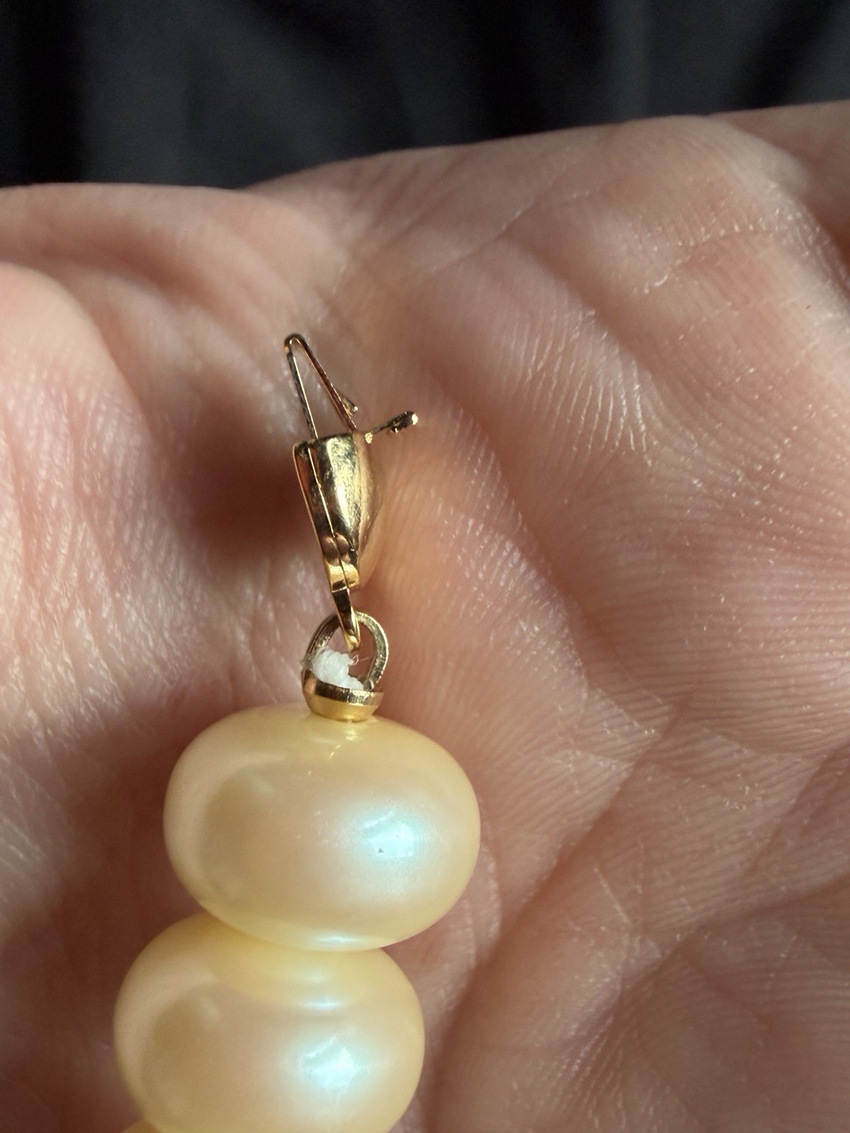 Monet Signed Vintage Faux Pearl Necklace Oval Baroque Gold Spacers 16.5 in