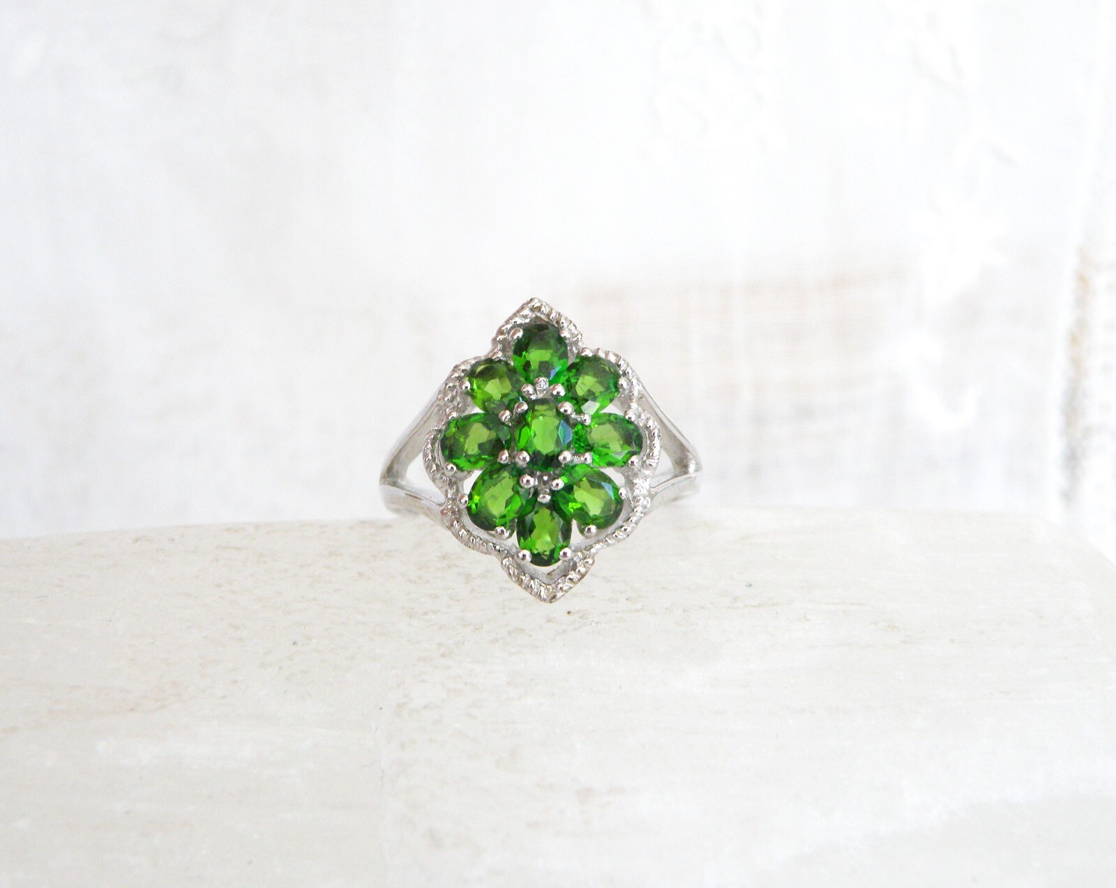 New Sterling Silver 925 Natural Chrome Diopside Pinky Ring Size 6
