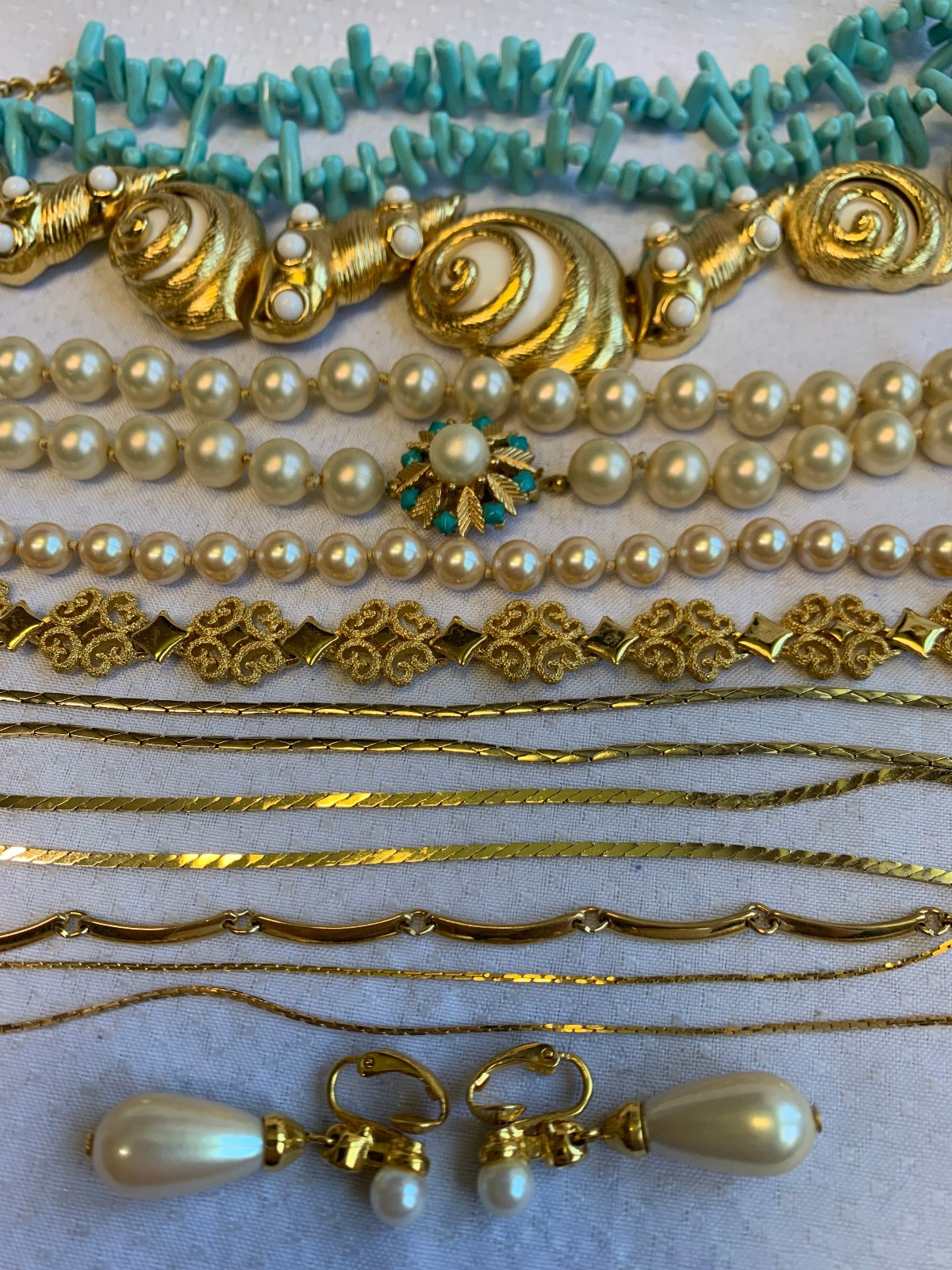 Vtg Costume Jewelry Lot Napier ICO Monet Avon Faux Pearl / Turquoise / Gems