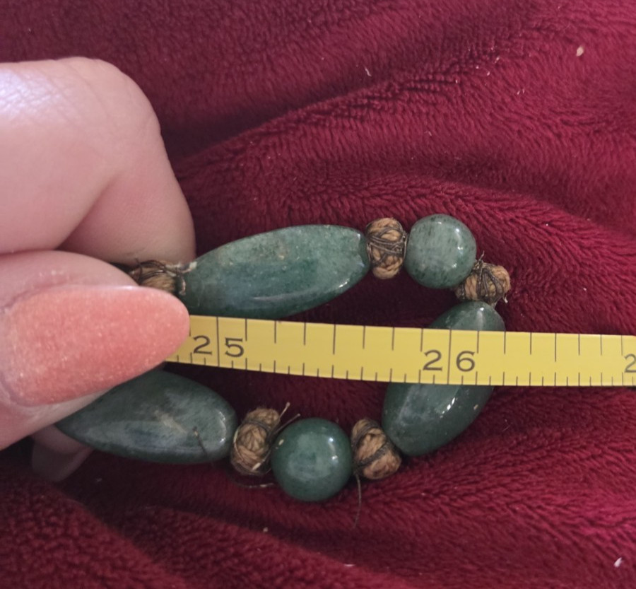 VTG 60s Jade Green Chalcedony Agate Necklace Beaded Hand Knotted Bloodstone #129