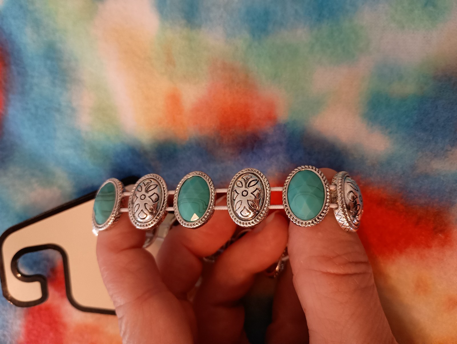 NEW Napier Silver Tone Turquoise Western Collar Necklace w/ Stretch Bracelet Set