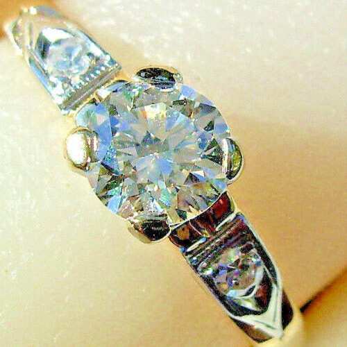 Original EARTH MINED DIAMOND Deco Engagement RING Vintage Solitaire 14K GOLD 6