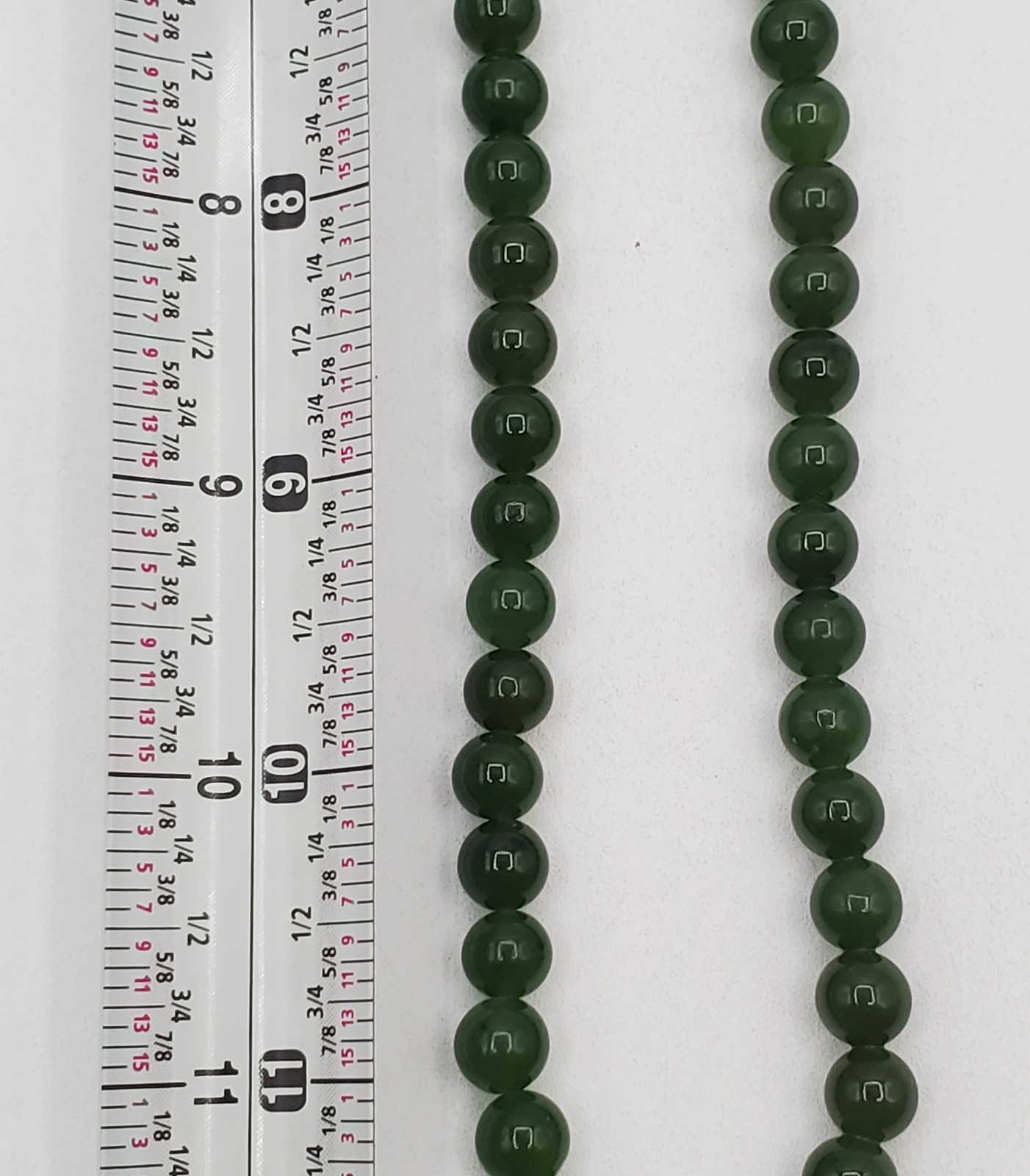 VTG 925 Spinach Jade Crane Dragon Pendant 24in Bead Necklace Carved Reversible