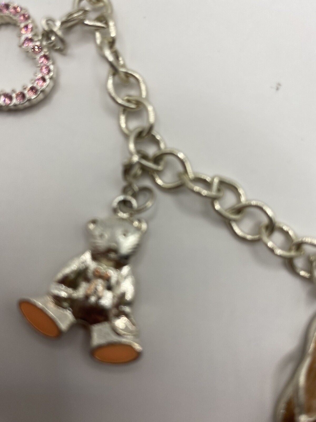7 1/4″ Charm Bracelet W/ 5 Silver Tone Women/ Girl Accessories Charms