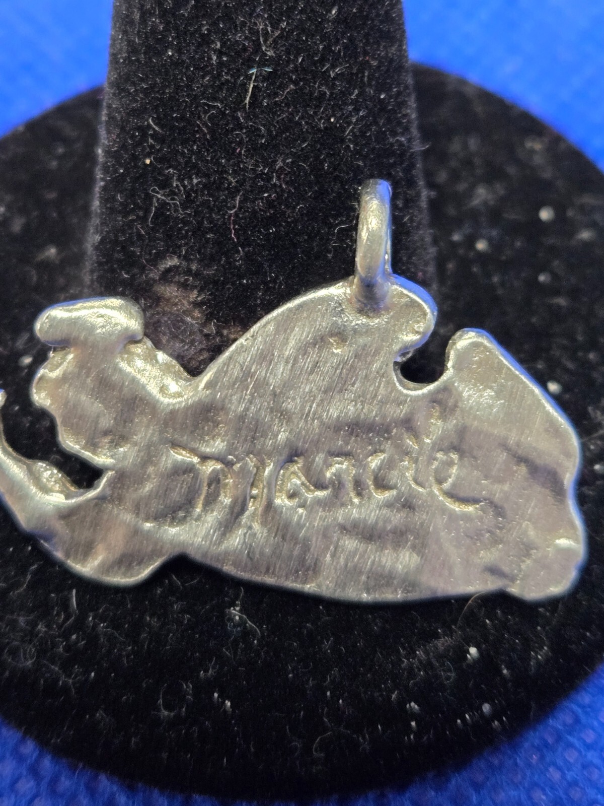 Marcie Vintage Pewter Signed Charm 1 1/2″ x 1′ Can Be Bracelet Charm or Necklace
