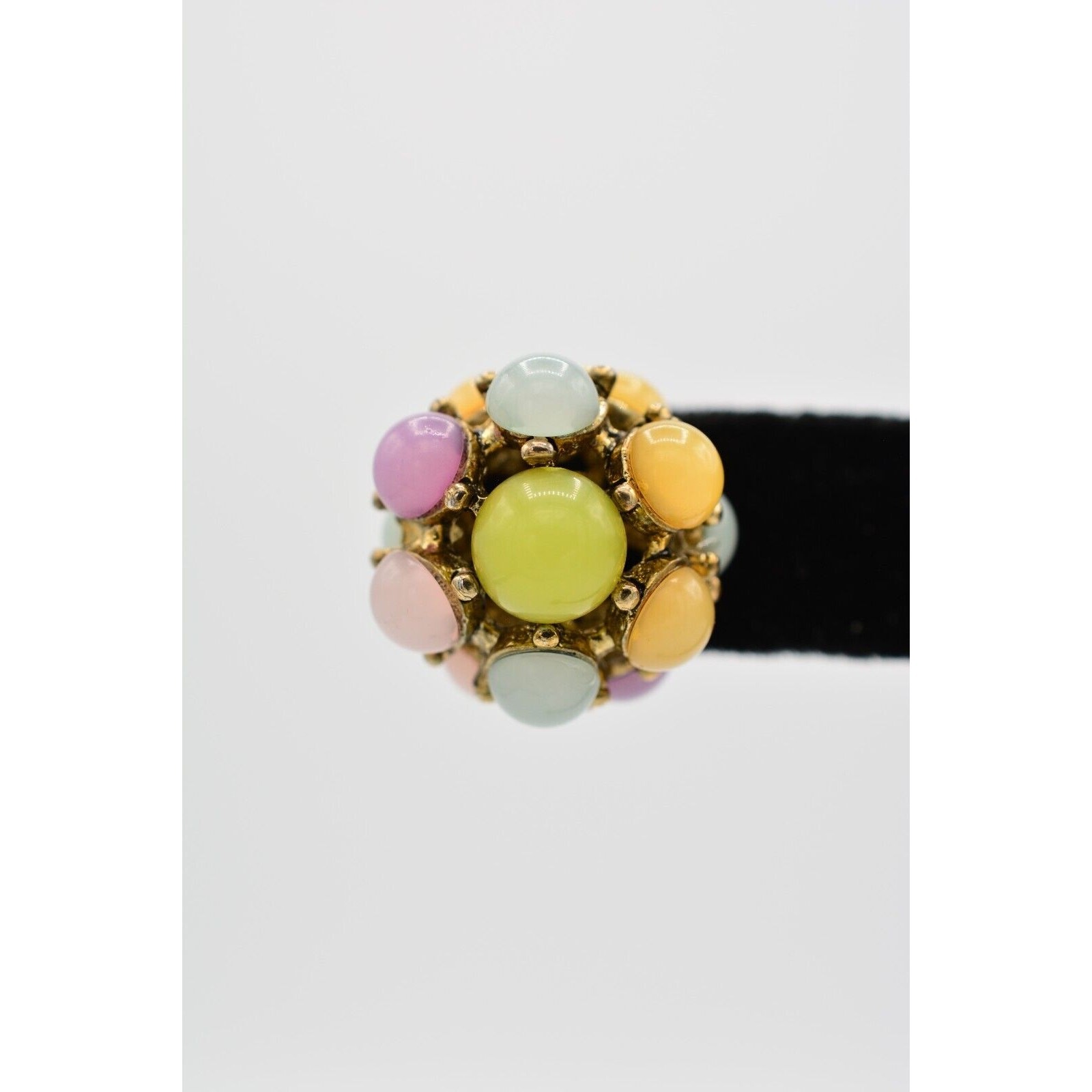 Vintage Pastel Cabochon Earrings Multi-Color Round Chunky Multi-Color 90s BinAE