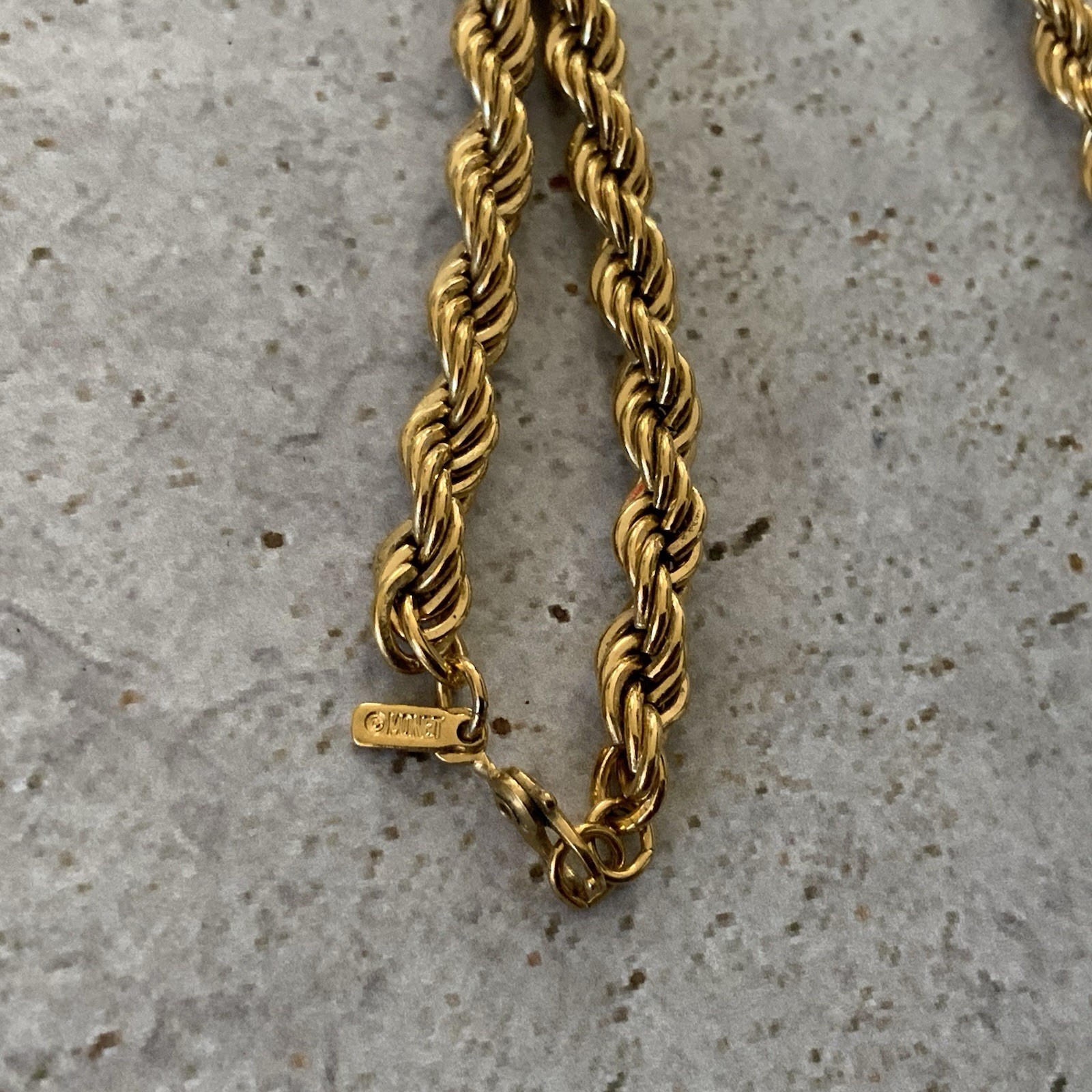 Vintage MONET signed twisted rope chain necklace classic every day style