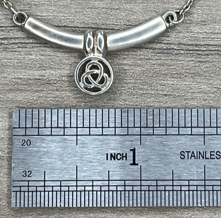 Signed KH Kit Heath Vintage Sterling 925 Irish Celtic Knot Dangle Bar Necklace