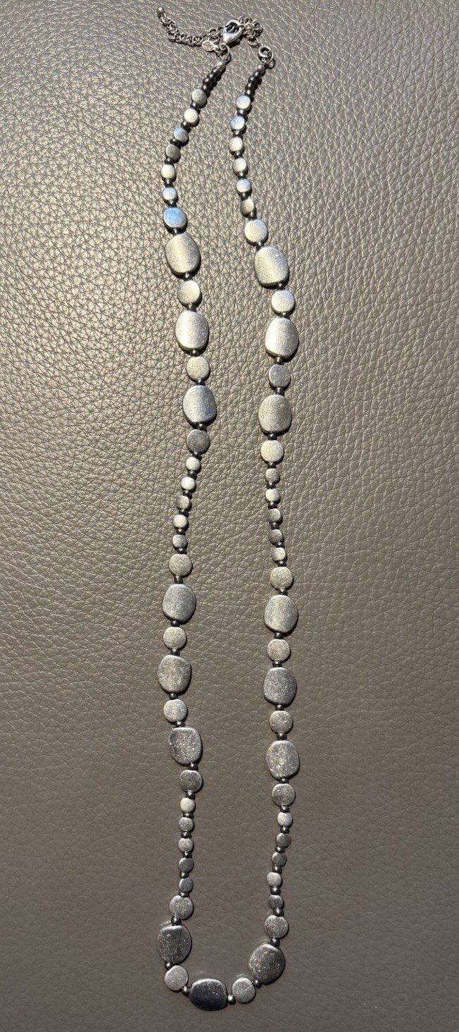 Vintage Designer Silver tone 36” Aluminum Necklace