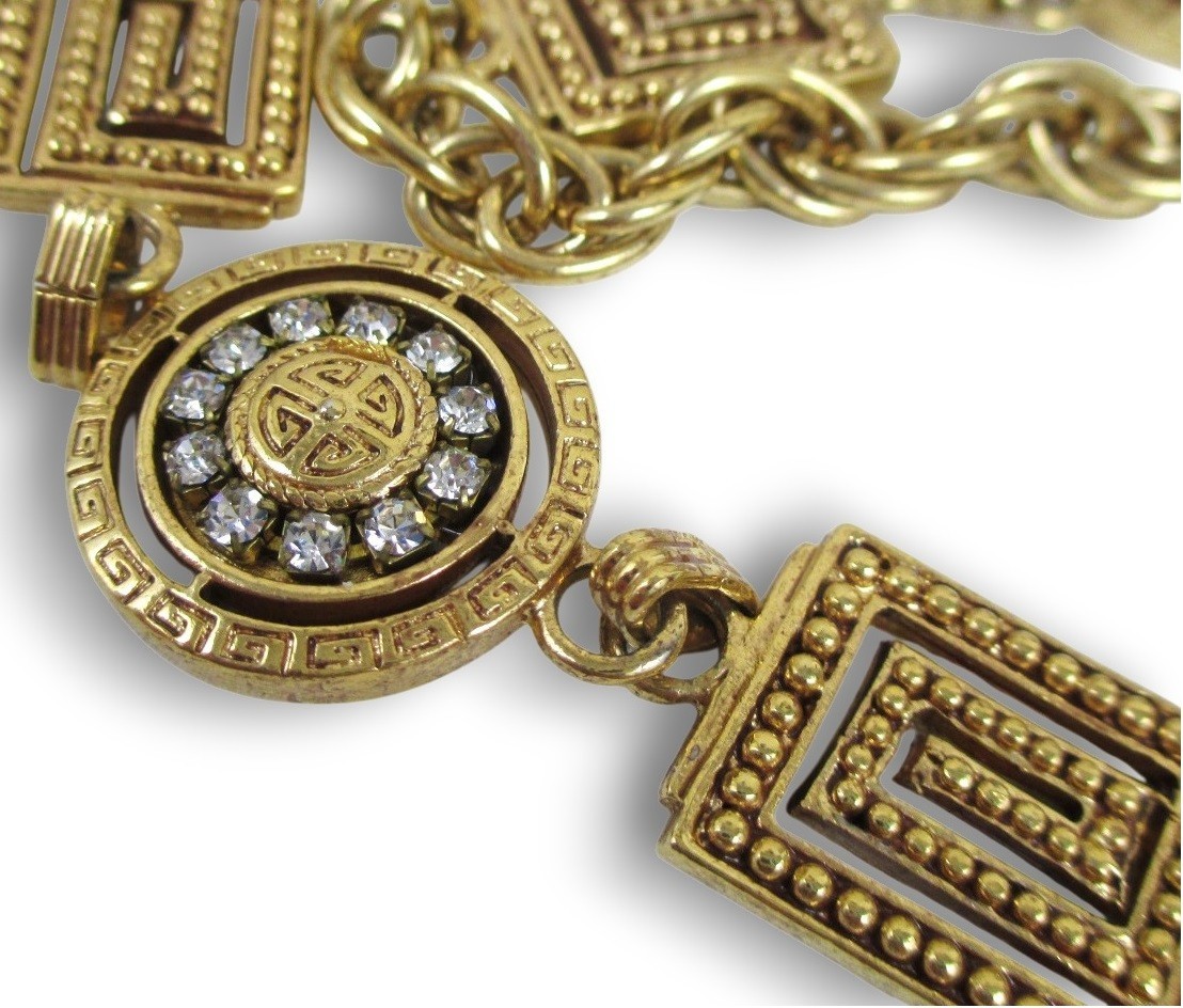 Vintage Premier Designs Gold Wheat Chain Rhinestone Necklace 35″ long
