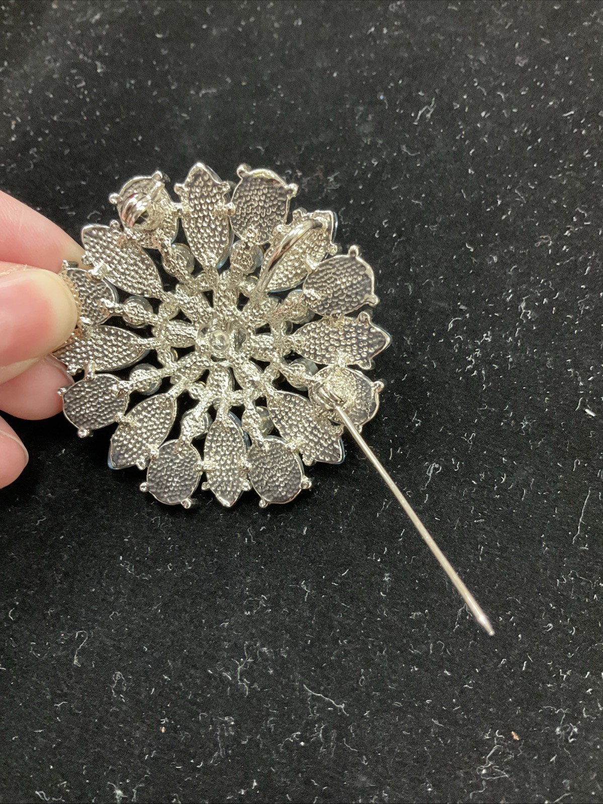 Vintage 1960’s Stunning Large Blue Tones Floral Spray Brooch Pin