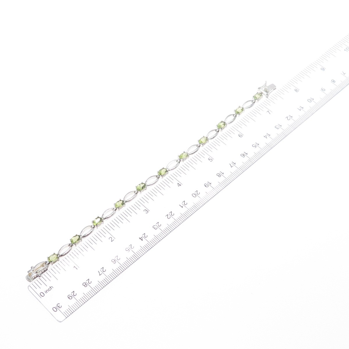 DBJ DEE BERKLE 925 Sterling Silver Vintage Real Round-Cut Peridot Bracelet 7.25″