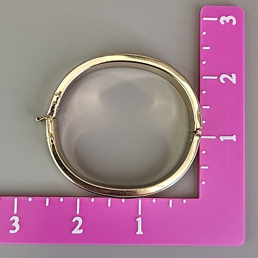Vintage Bangle Bracelet 1cm Glossy Gold Tone 6.75″