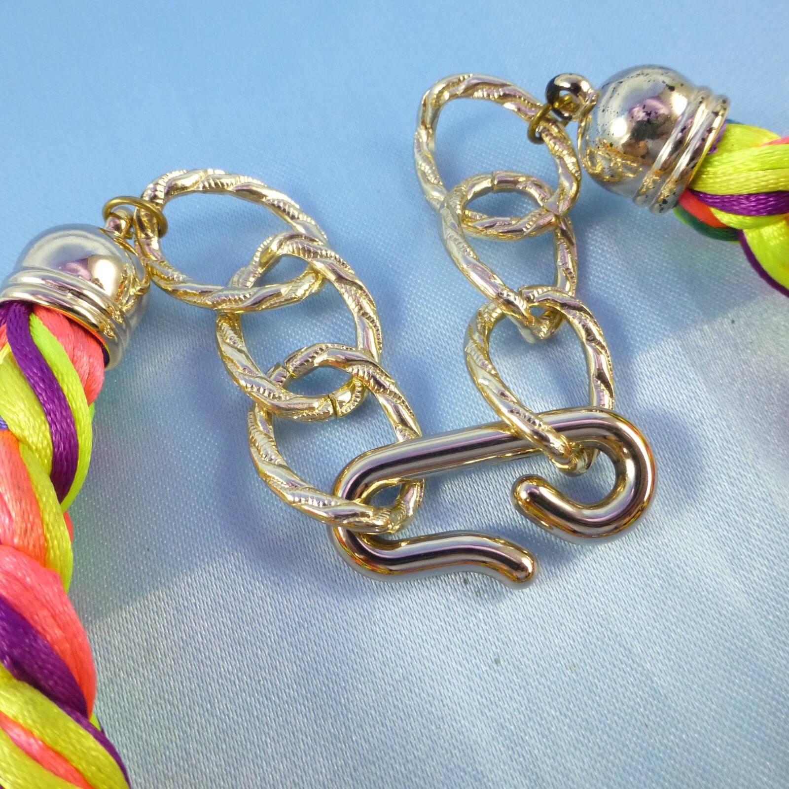 Braided Multi-color Collar Necklace & Elephant Pendant & Purple Rhinestones