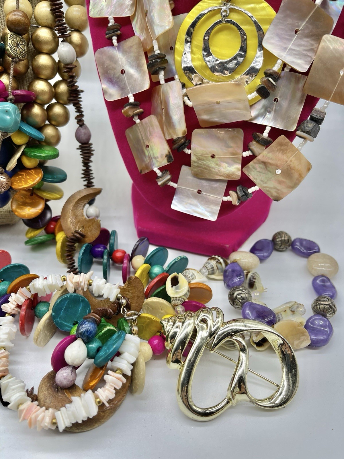 Jewelry Vtg To Mod Safari Boho Wood Beach Shells Mop ++ Pcs Lb Lot JL210