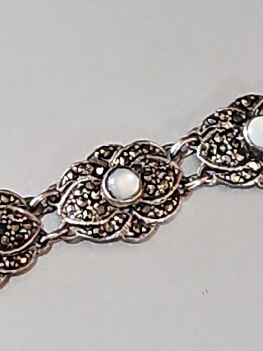 Vintage Sterling Silver 925 Thailand Marcasite Bracelet 7″ (Missing Sm Stones)