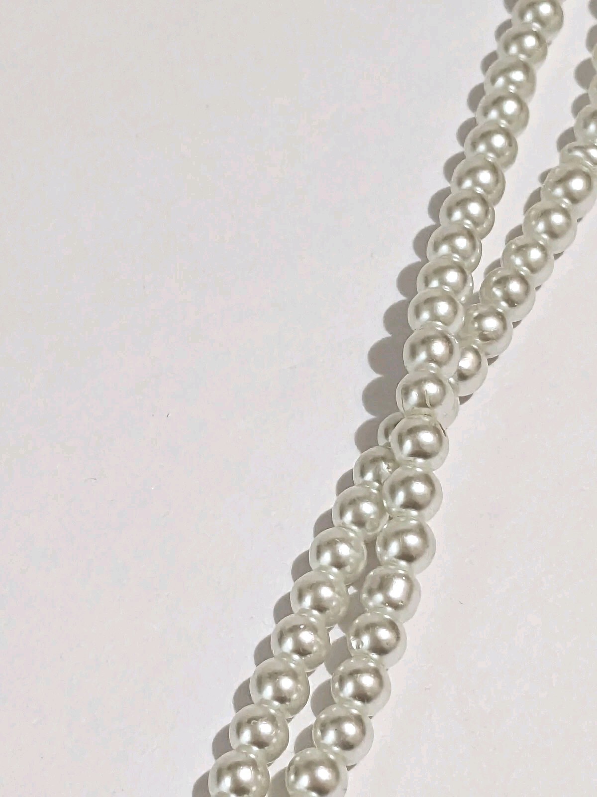 Double Strand White Faux Pearl Necklace. 28 Inches. MCM Style. Classic.