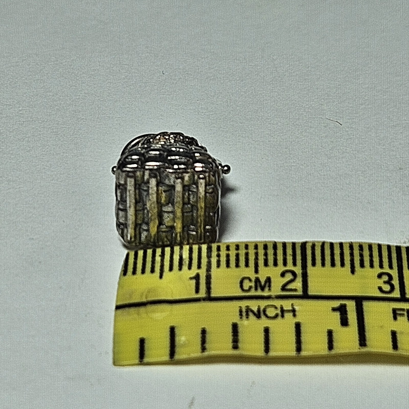 Vintage RCB Sterling Silver 1 Cm Wicker Basket With Handle Charm 4.56 Grams 925