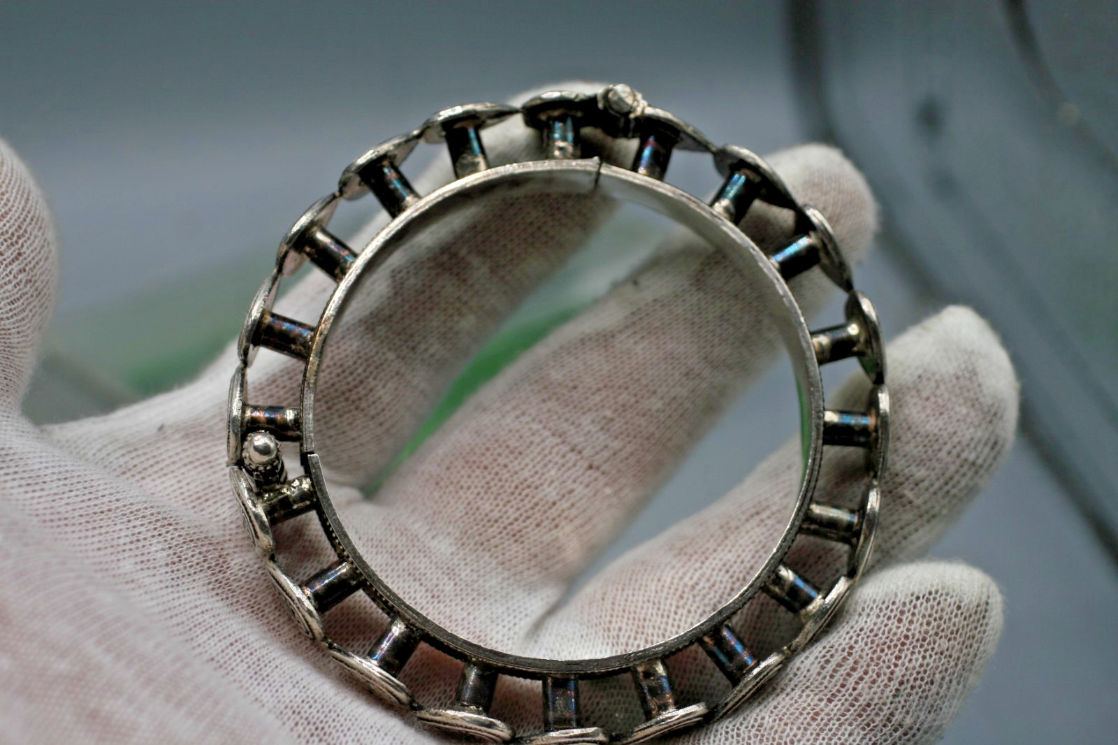 Vintage Sterling Silver 925 Open Hinged Bangle Bracelet 53 GR P10