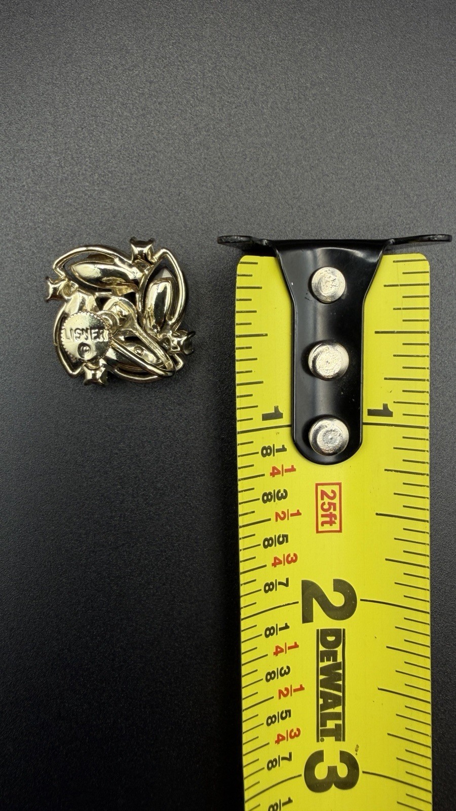 VTG Lisner Screw Back Earrings Red & Aurora Borealis Rhinestone Floral Design