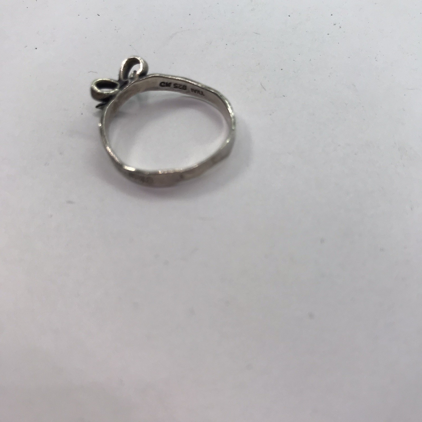 Vintage Sterling Silver Signed 925 CW Thai Silver Bow Ribbon Ring sz 8 Coquette