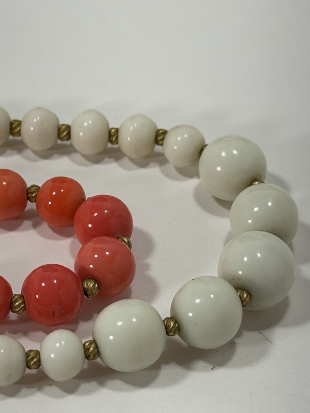 Stunning Antique Natural White & Pink Coral 18” Necklace 34g