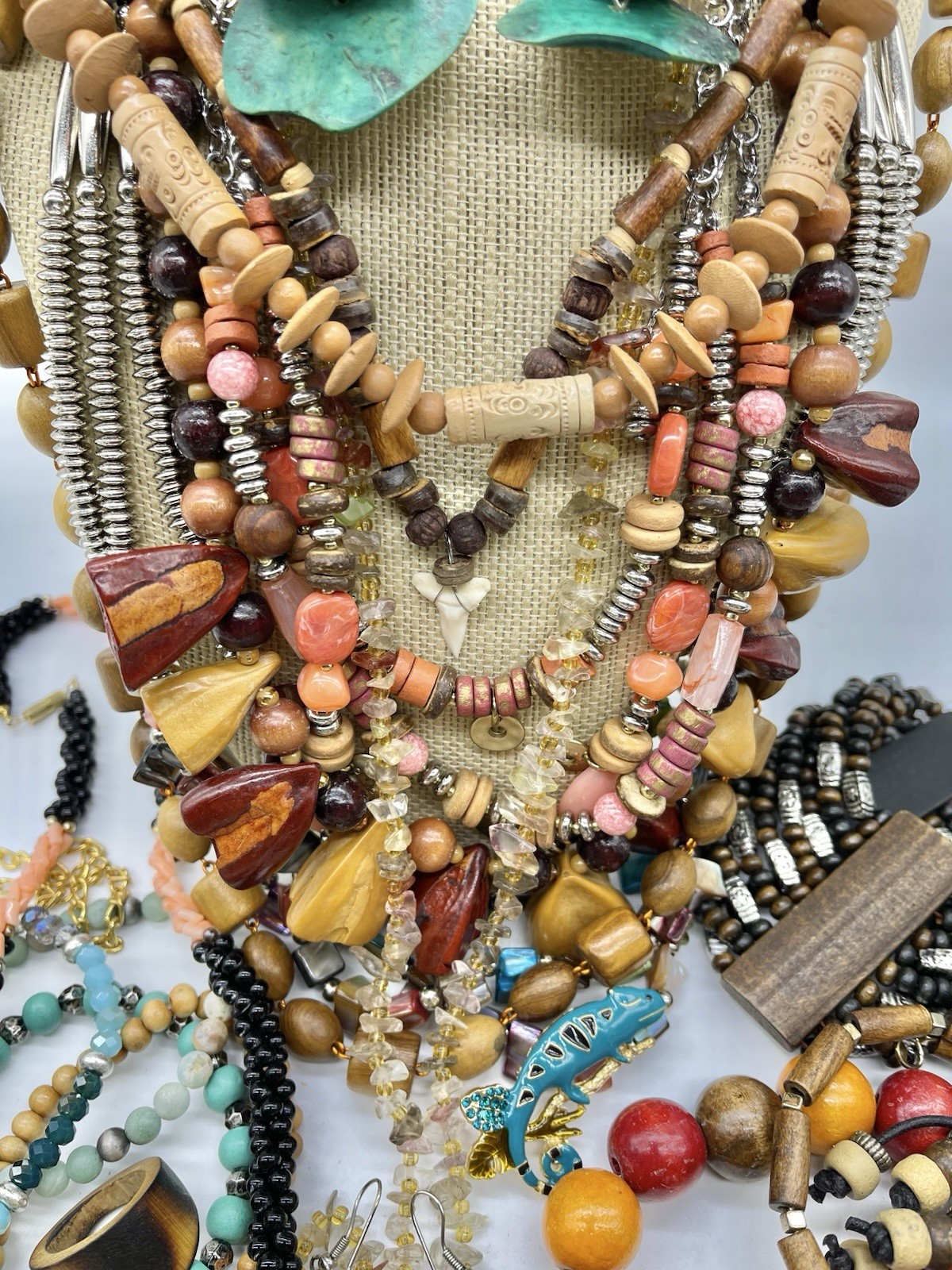 Jewelry Vtg To Mod Safari Boho Ethnic Wood ++ Pcs Lb Lot JL206