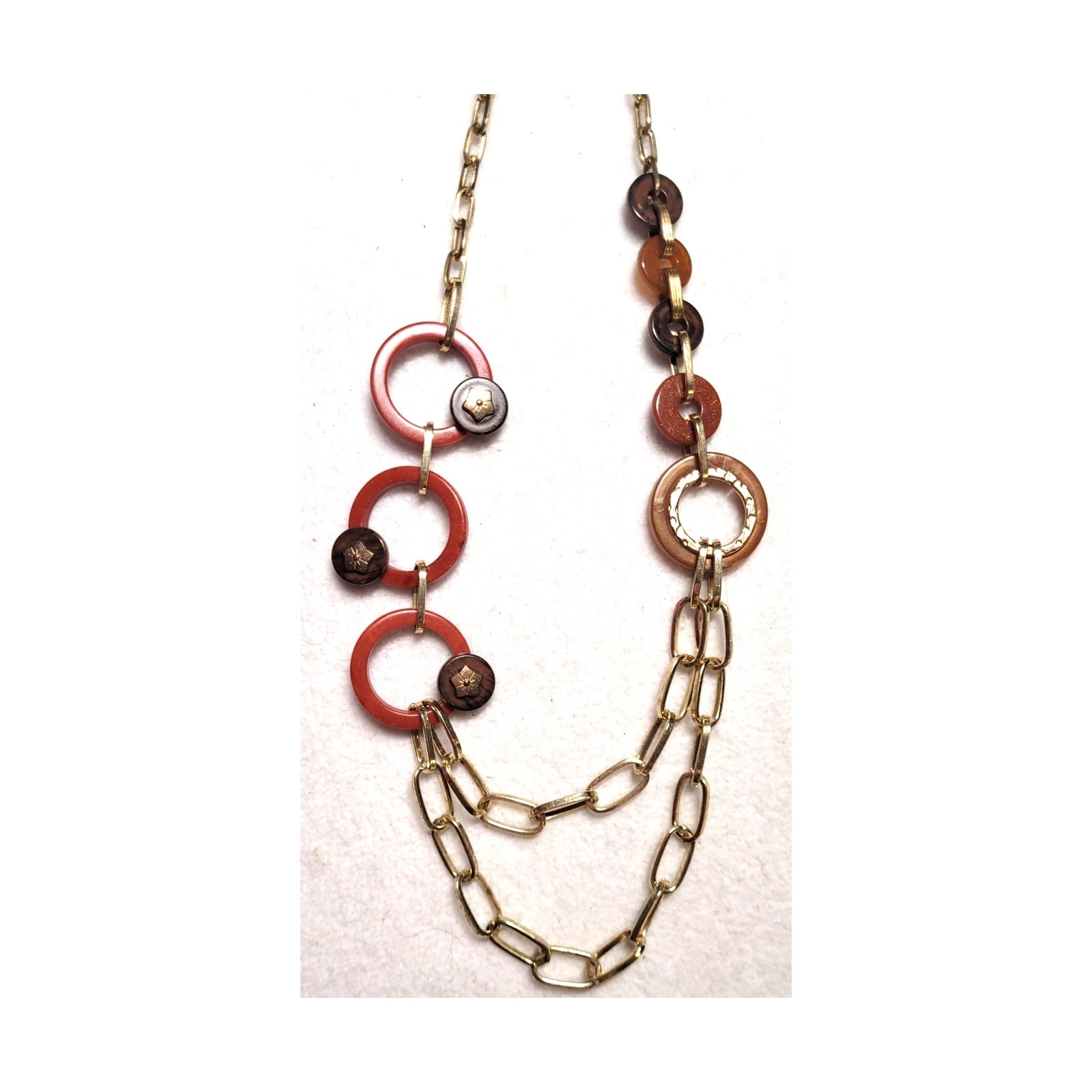 Vtg Boho Layered Necklace Lot Gold Tone Modernist Abstract Enamel Boho Y2K
