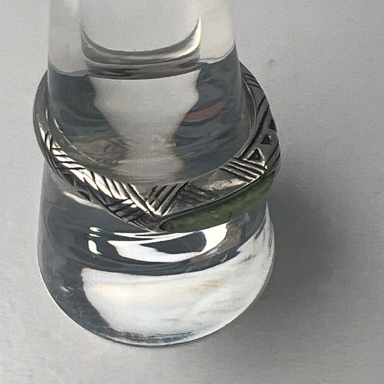 Carolyn Pollack 925 Sterling Silver Etch Green Turquoise Stack Ring Sz 8.5