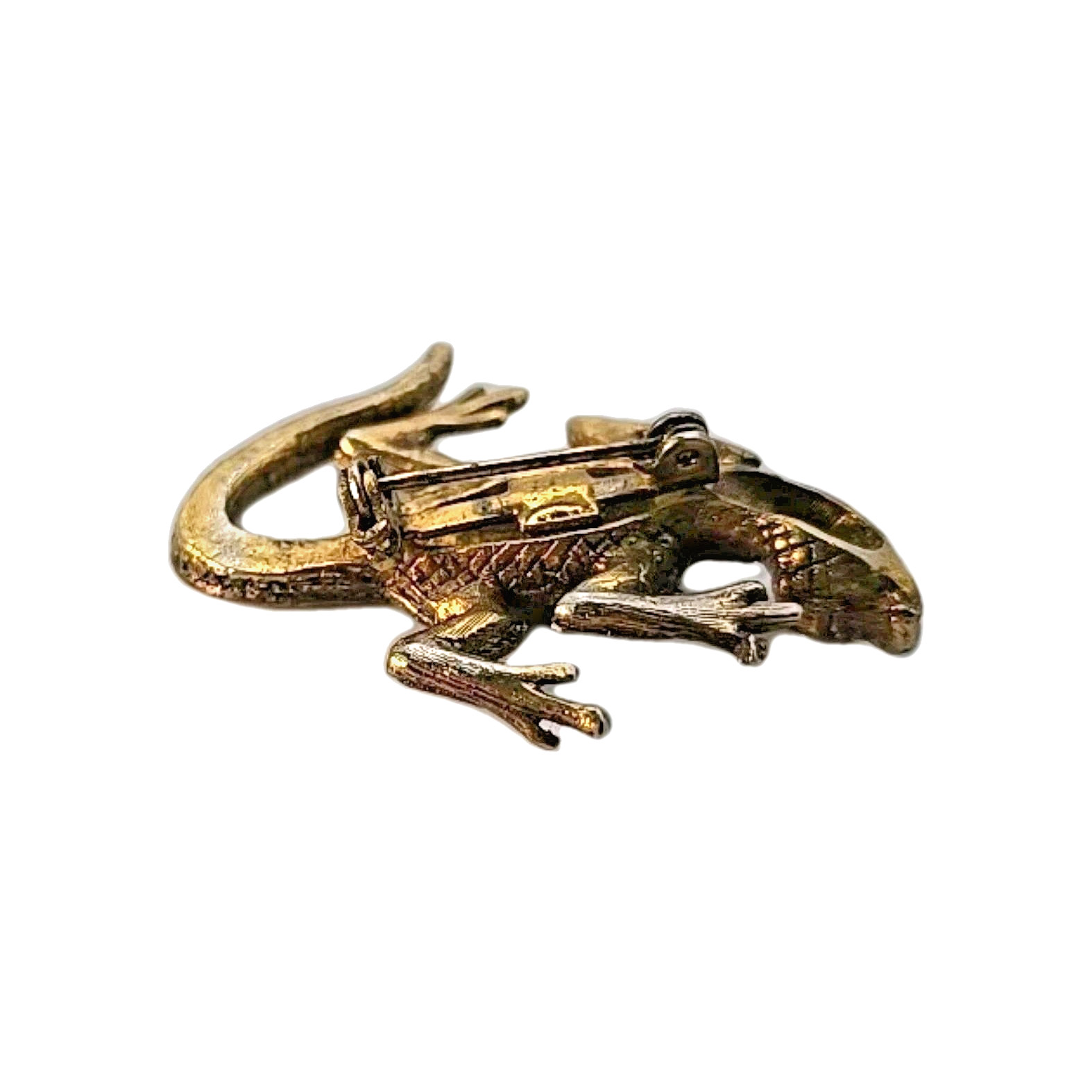 Vintage Brass Lizard Pin Brooch Mid-Century 1950s 1960s Reptile Jewelry