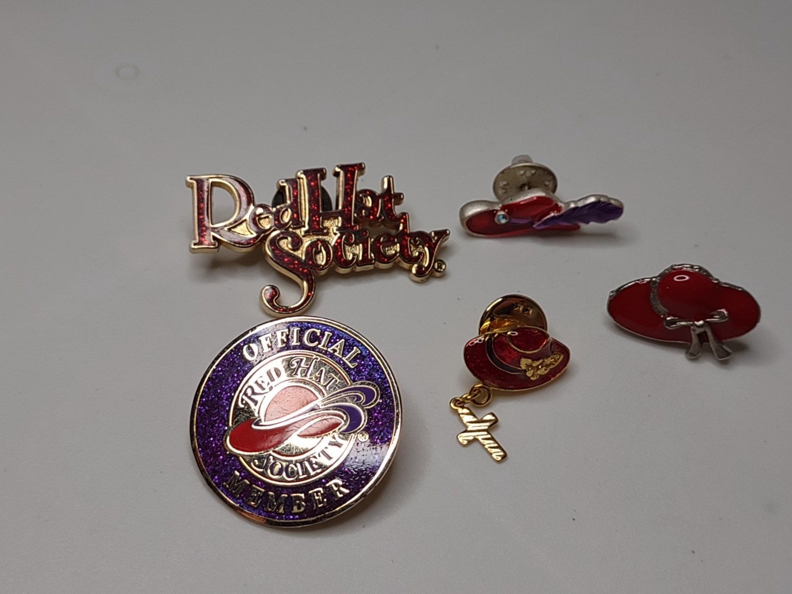 Lot Of 5 Red Hat Society Pins