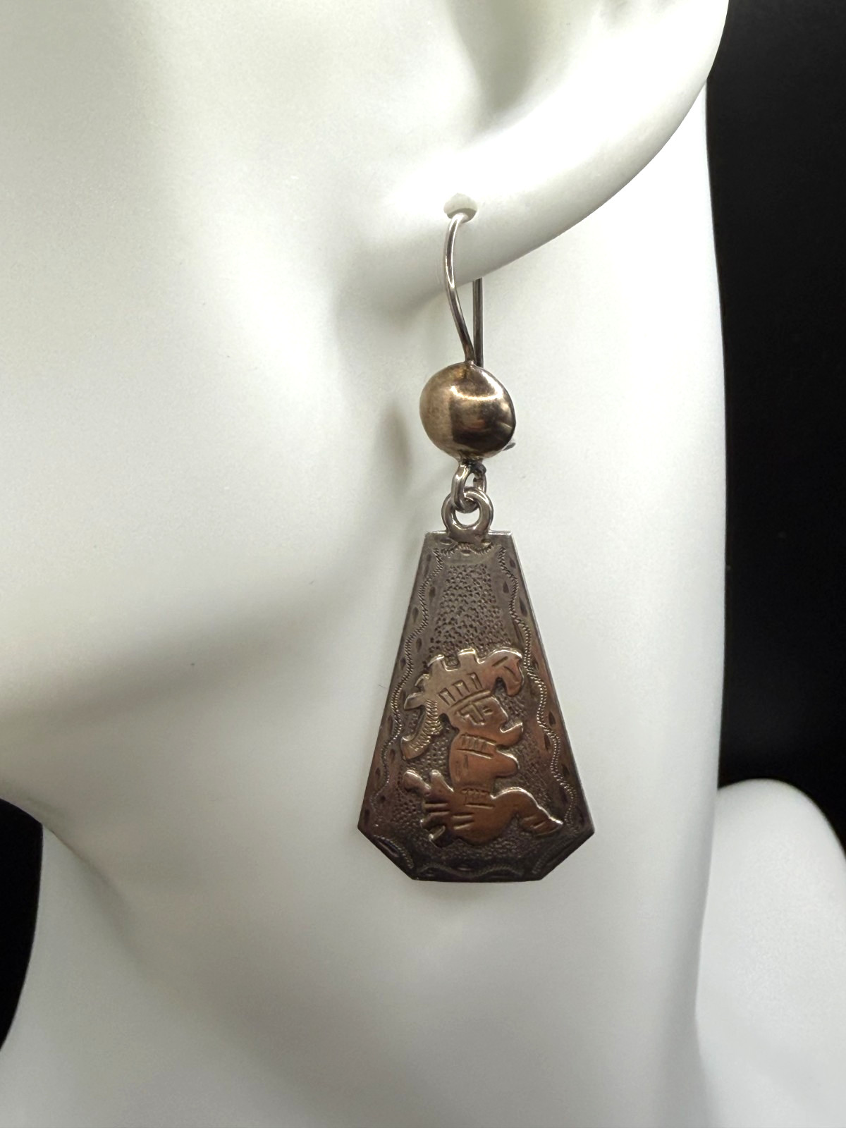 Vintage Guatemala 900 Silver Earrings. Tribal. Hand Made. Authentic.