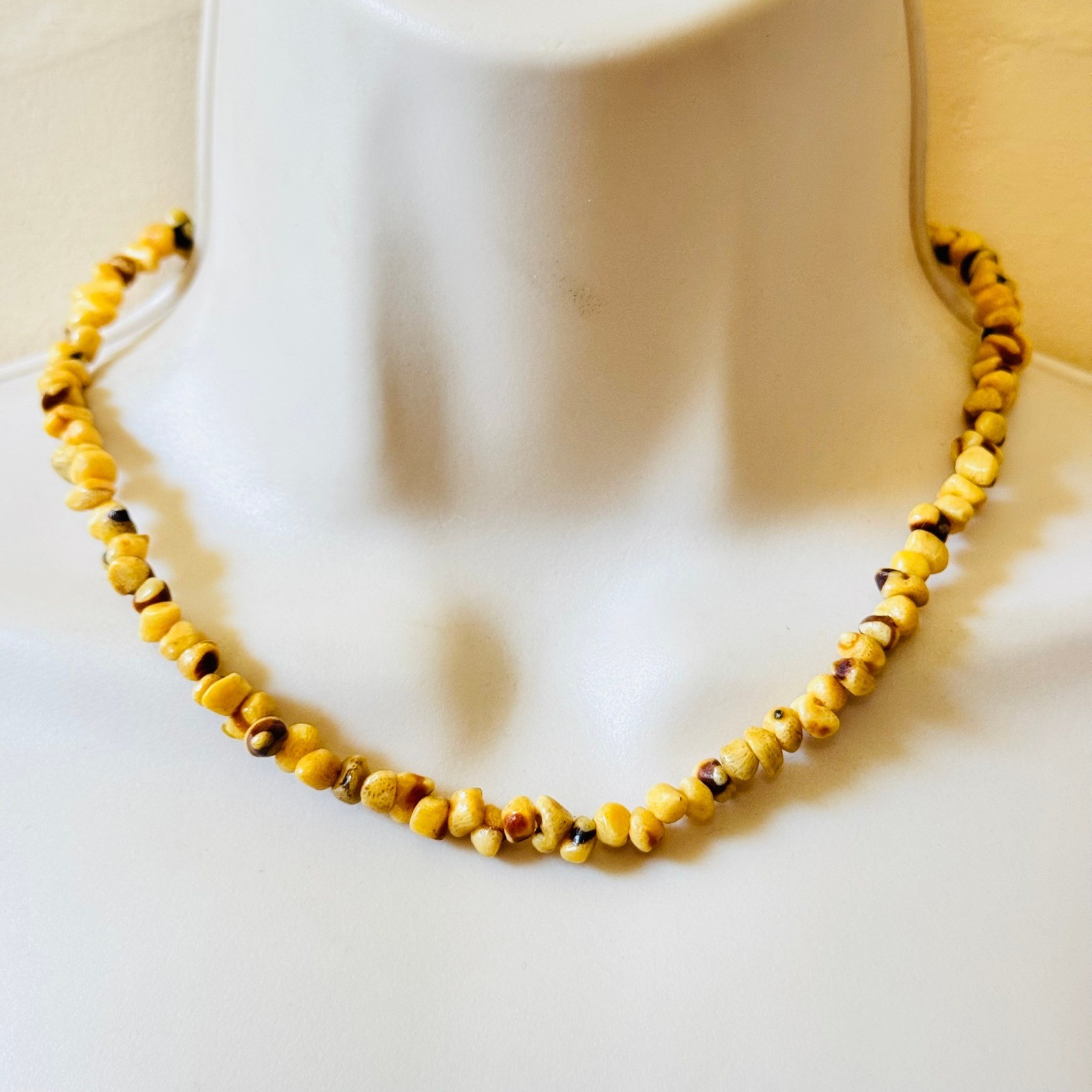 VTG Tiger Sponge Coral Necklace Genuine Natural Choker Beaded BOHO 17″ 17g
