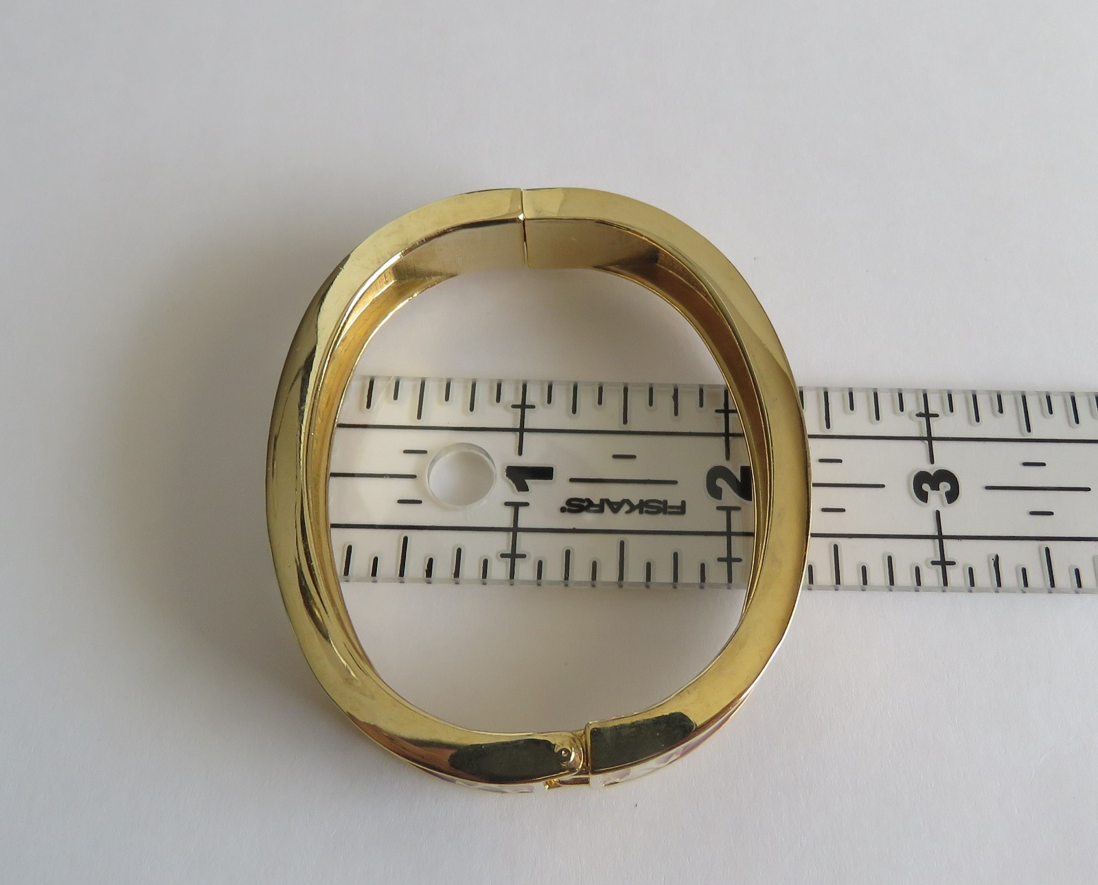 Bracelet Hinged Cuff Gold Tone with Brown Tan Cream Enamel Retro