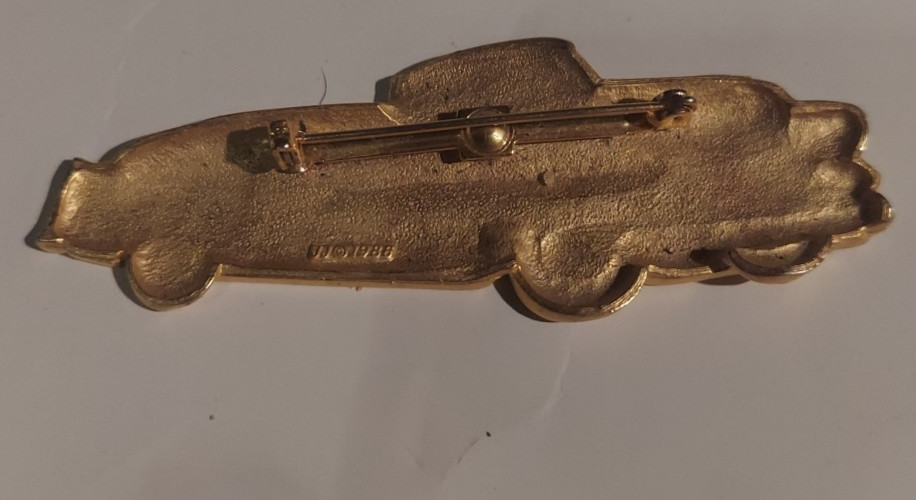 1950’s Classic Cadillac Goldtone 3 1/4 Inch Brooch Pin Signed JJ1986