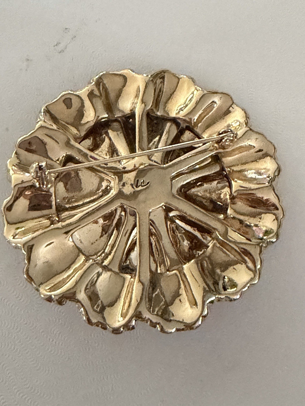 Vintage Liz Claiborne Burgundy Enamel Petals With Rhinestones Brooche