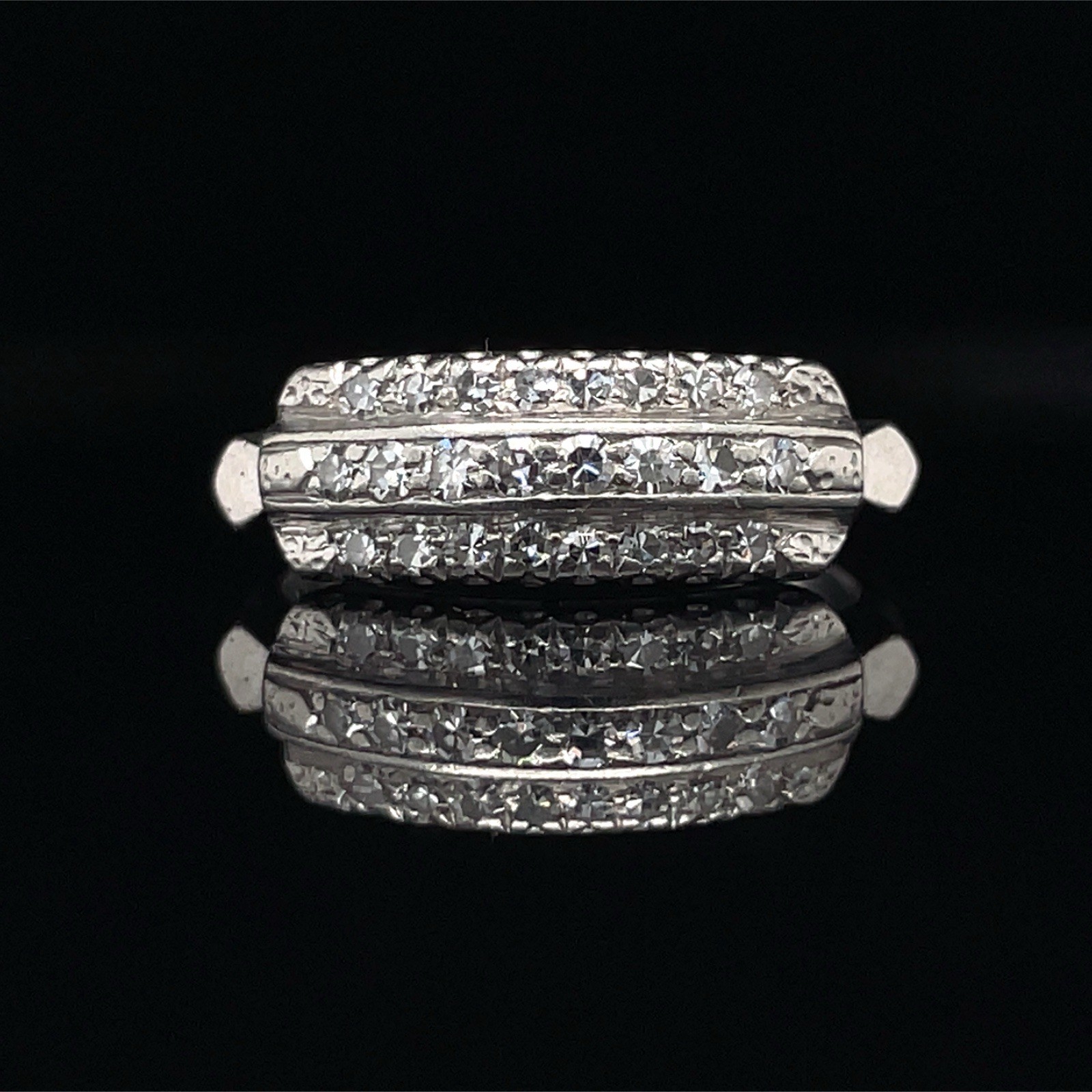 Art Deco 0.35 Carat D VVS2 Platinum Diamond Band Ring Size 6
