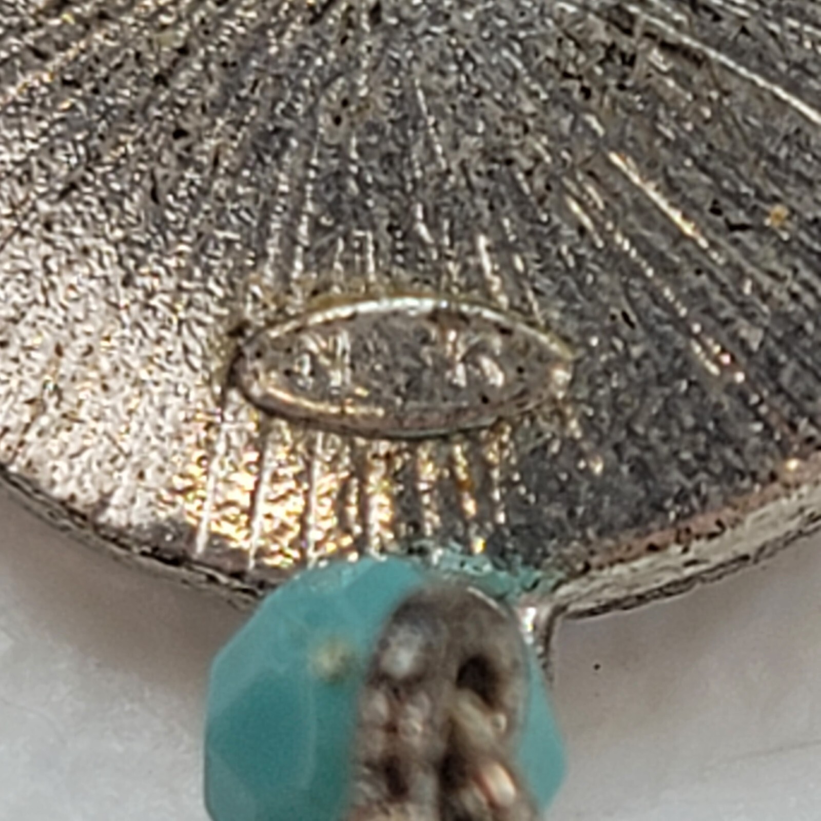 Vintage Avon NR Turquoise Black Teardrop Pendant Necklace 16.5 In
