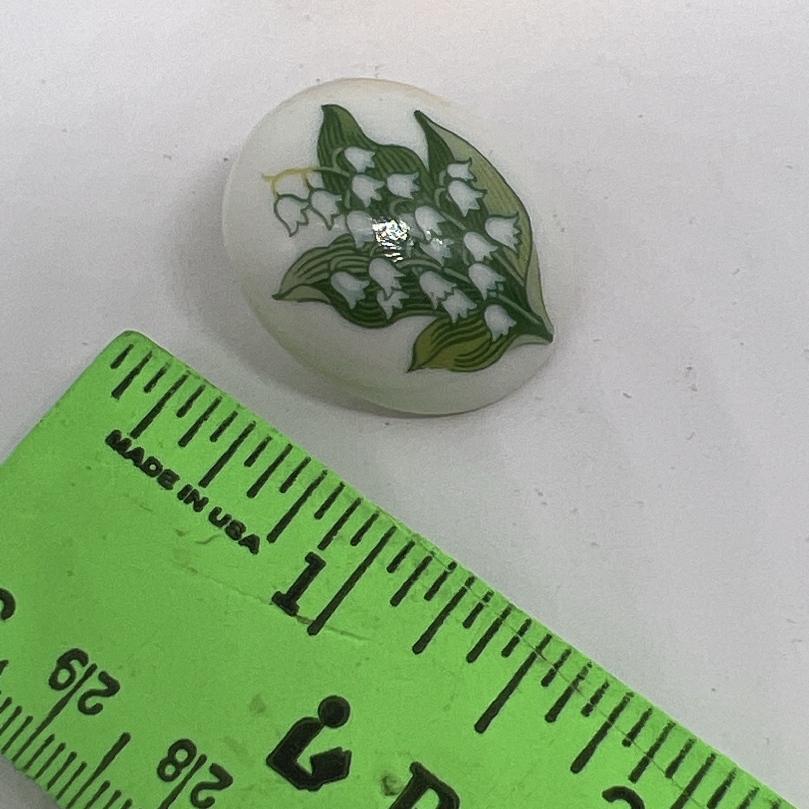 Vintage 1990 Avon Pierced Earrings Porcelain Oval Floral Lily Of The Valley