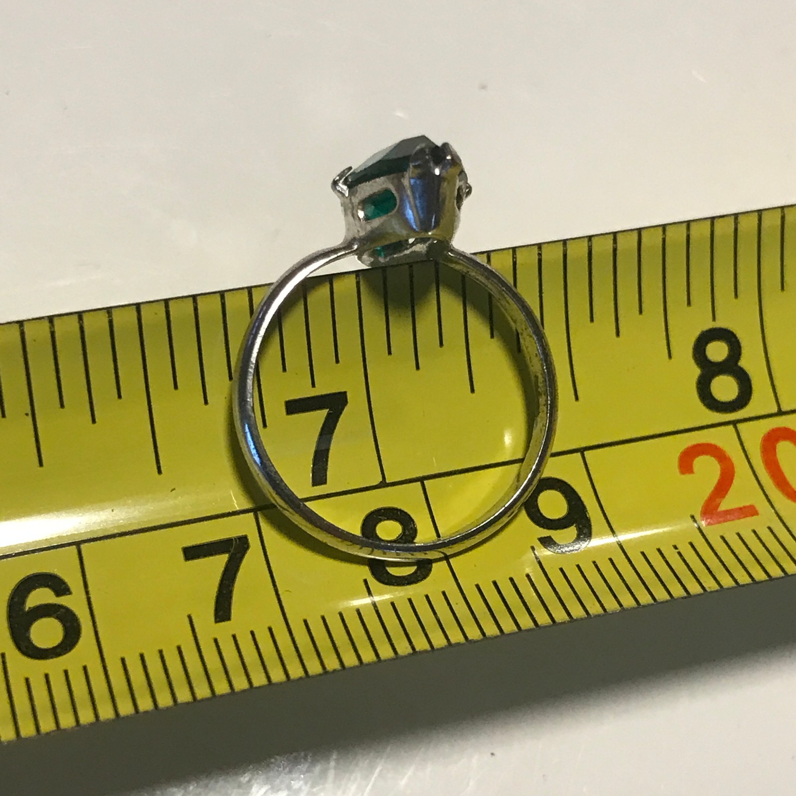 Vintage Stamped Sterling Silver & Sim. Emerald Ring Sz 6.5 Vargas May Birthstone