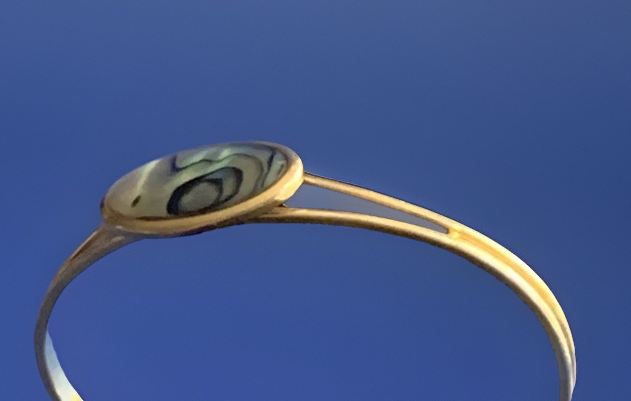 Vtg Ariki Paua Bracelet Made In New Zealand Gold Plated Beautiful Shell READ