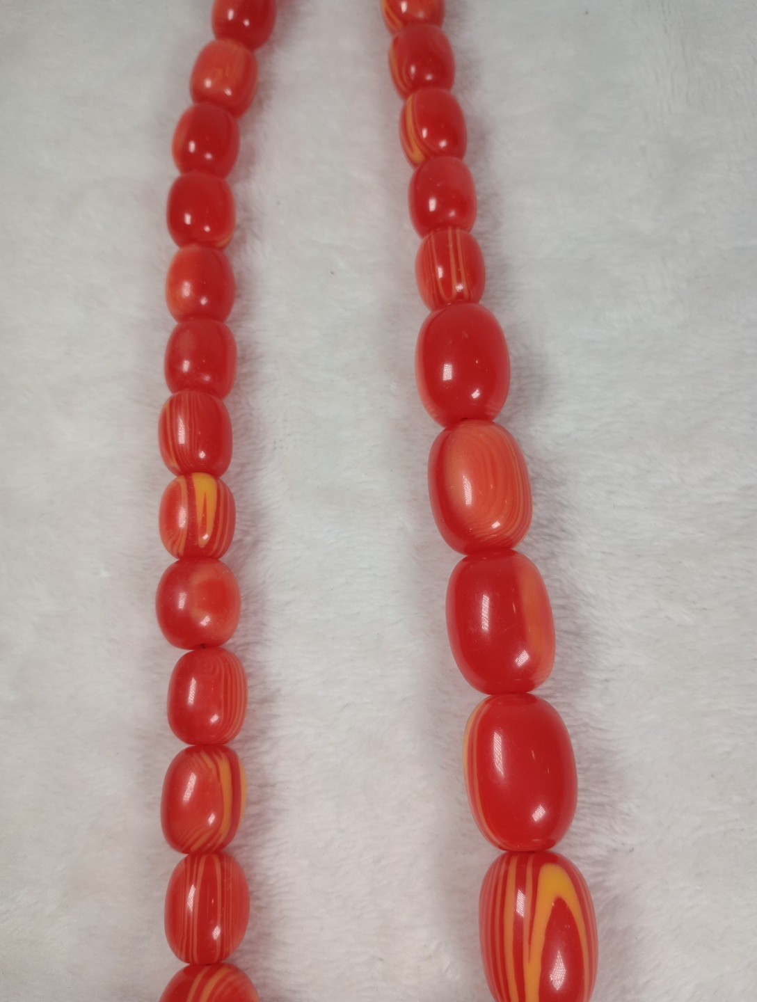 Vintage Orange Swirl Acrylic Beaded Necklace Mod Retro Statement