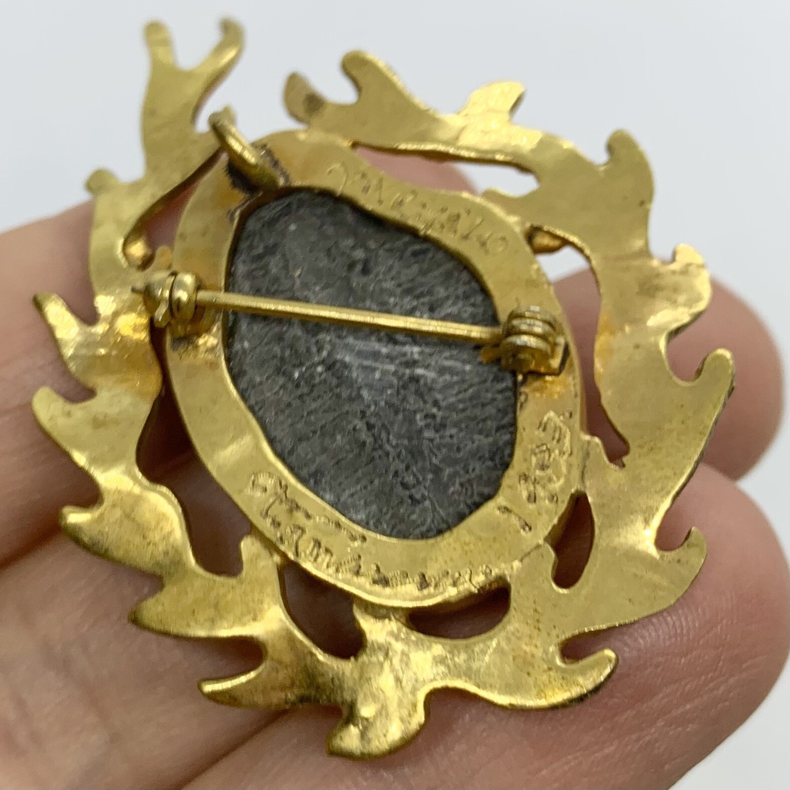 VTG SIGNED STEFANO TANASESCU MEXICO TRILOBITE FOSSIL BRUTALIST RARE BROOCH PIN