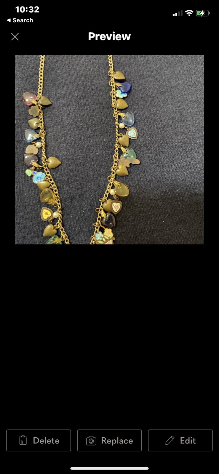 Vintage Glass Works Studio Glass & Brass Charms in Multi Colors Necklace 24″