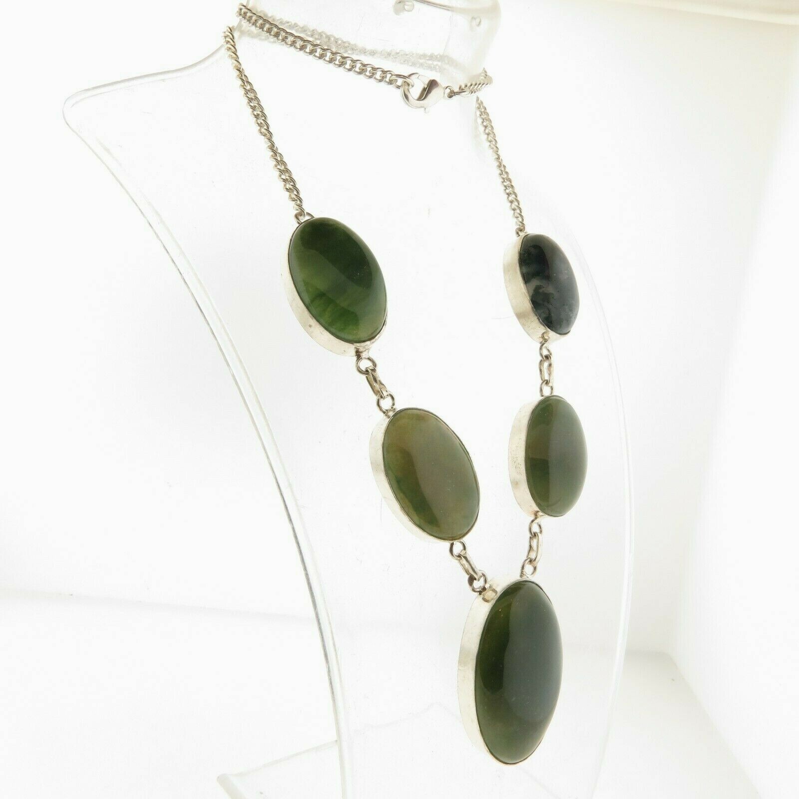 Bloodstone Necklace Silver Plated 1.75 x 20 in