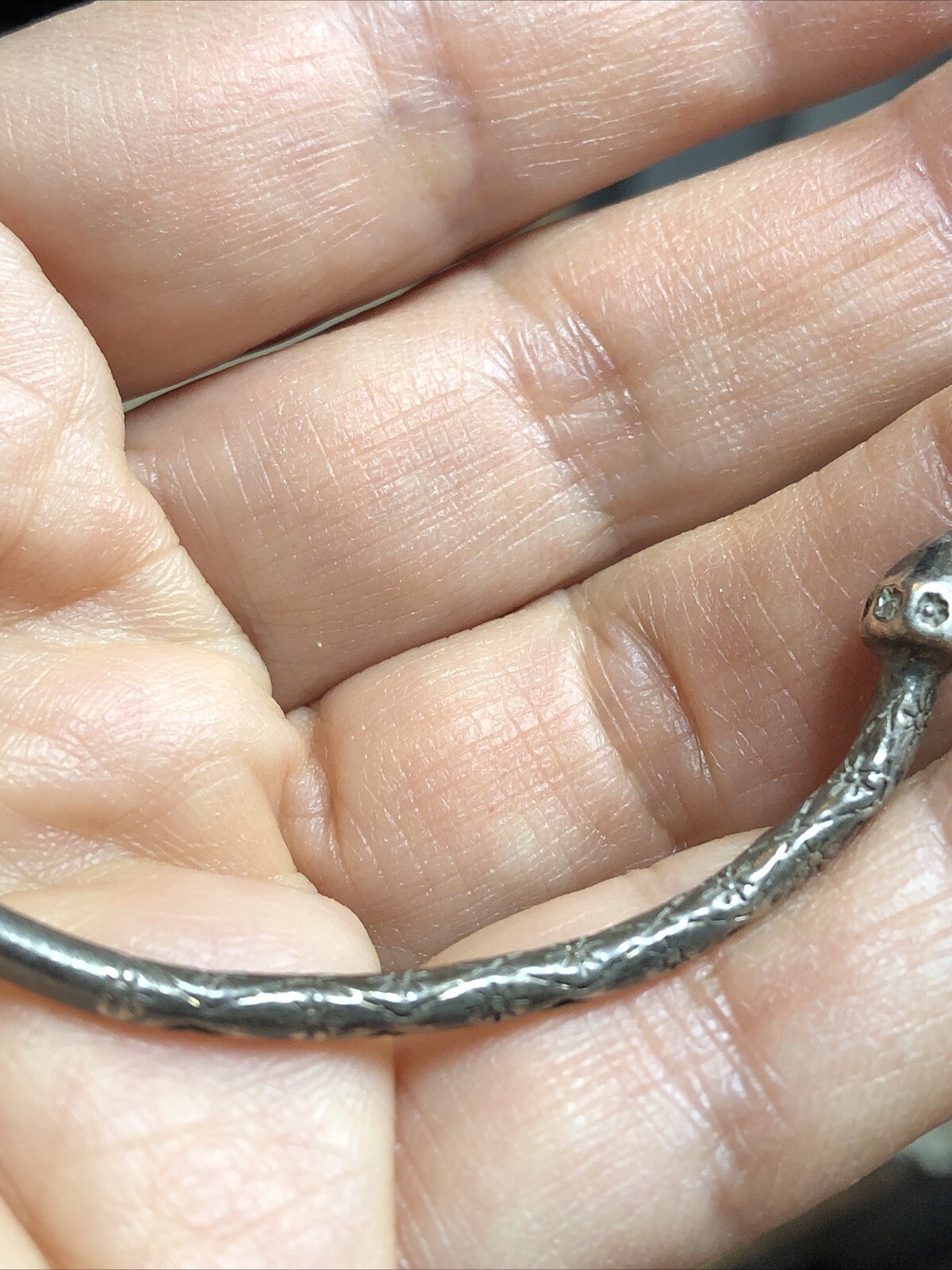 23.AC 925 Sterling JAmaica WI TRINIDAD Cocoa Pods Pointy Bulb Ends Cuff Bracelet