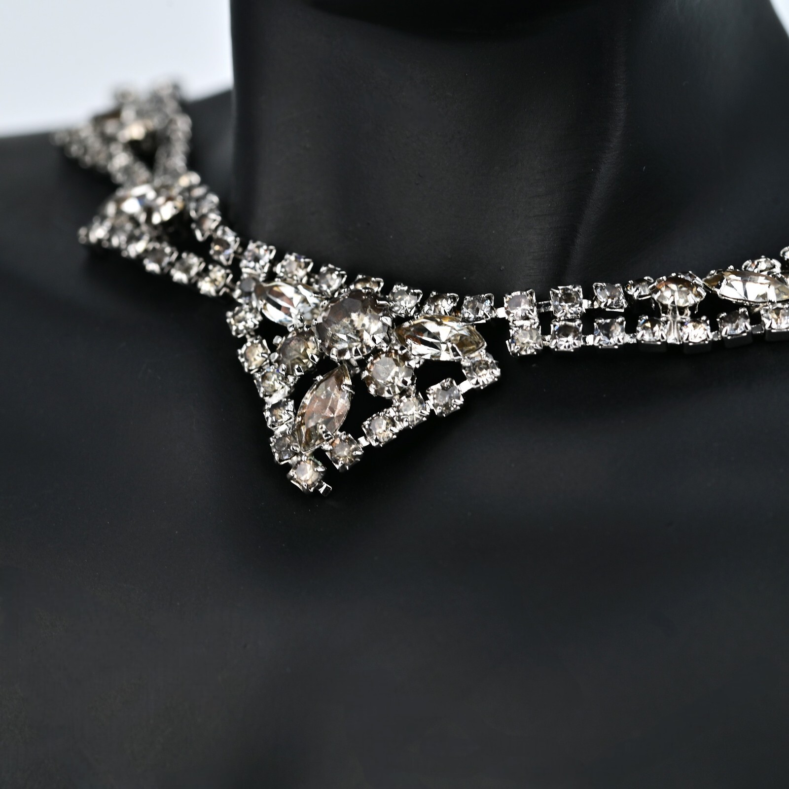 Original Vintage Designer Deco Zirconia Moissanite Gemstone Estate Necklace